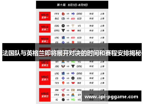 法国队与英格兰即将展开对决的时间和赛程安排揭秘